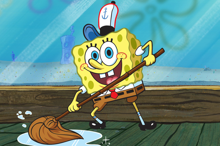 spongebob working